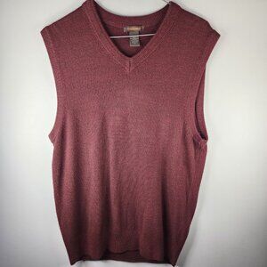 Dockers Sweater Vest 100% Acrylic V-Neck Reddish Brown Size Small